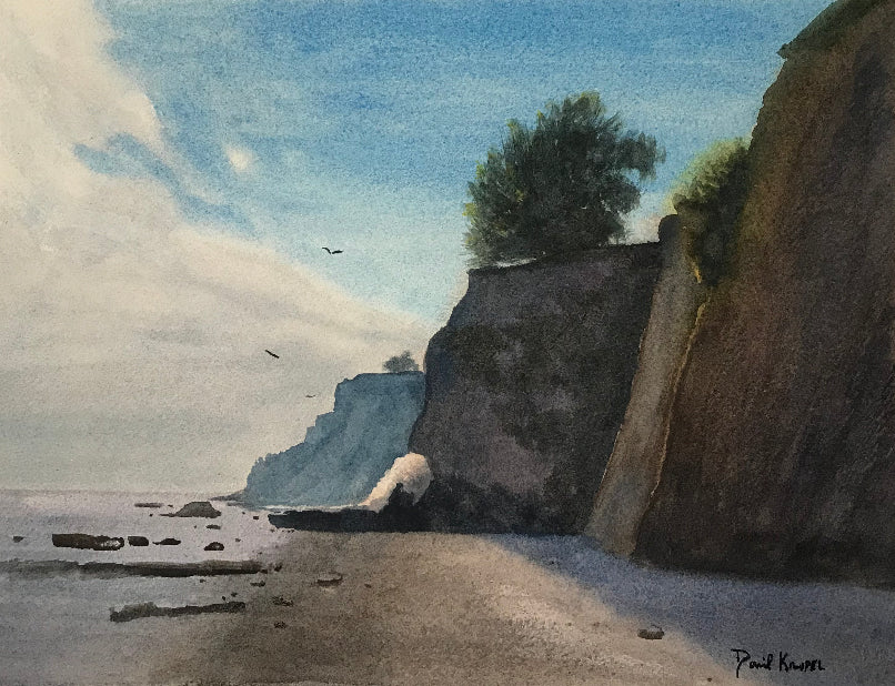 "Towering Beach Cliffs" - Watercolor - Paper - 11 x 15 - Not for Sale (NFS)