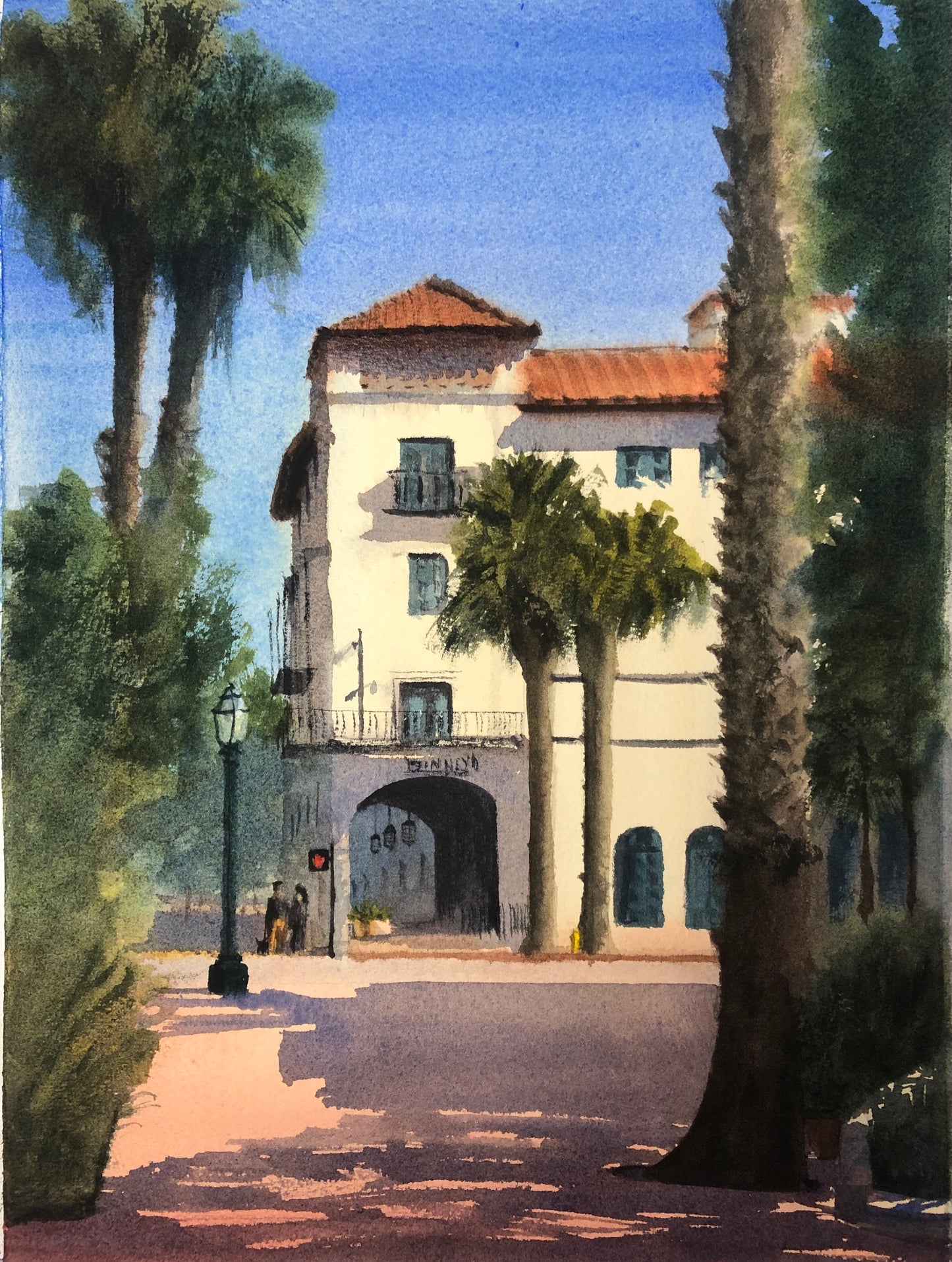 "End of Summer Shadows on State Street" - Watercolor - Paper - 11 x 15 - Not for Sale (NFS)