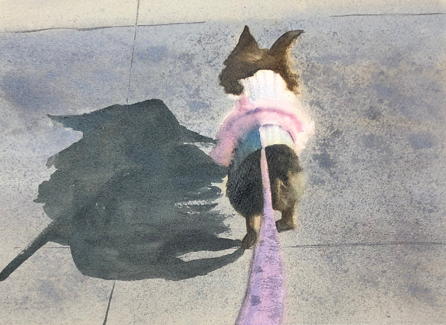 "Kayla Owns The Sidewalk" - Watercolor - Paper - 11 x 15 - Not for Sale (NFS)