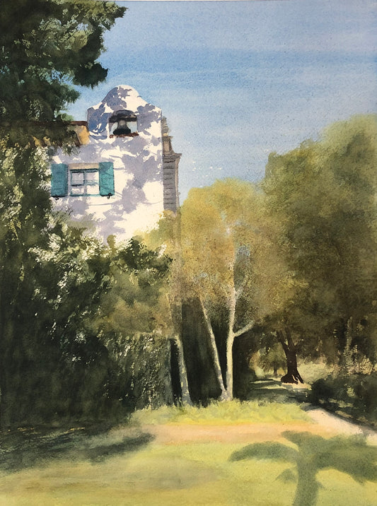Hidden Corner of Santa Barbara Courthouse - Watercolor - Paper - 11 x 15 - NFS