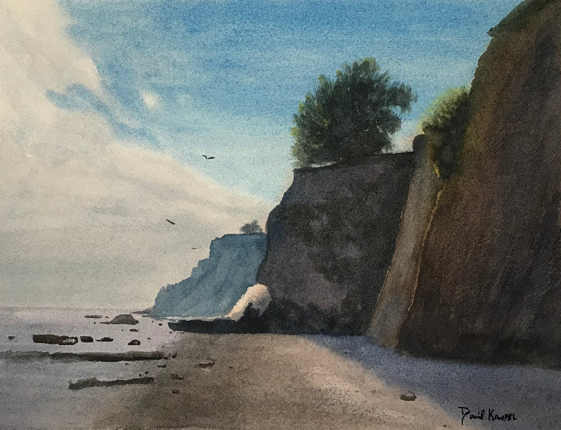 "Towering Beach Cliffs" - Watercolor - Paper - 11 x 15 - NFS