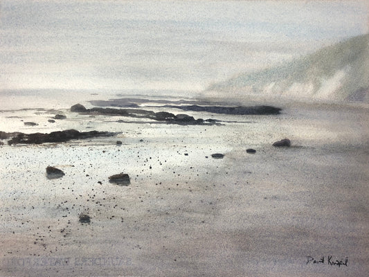 "Foggy Beach Day at Hendry's Beach" - Watercolor - Paper - 11 x 15 - Not for Sale (NFS)