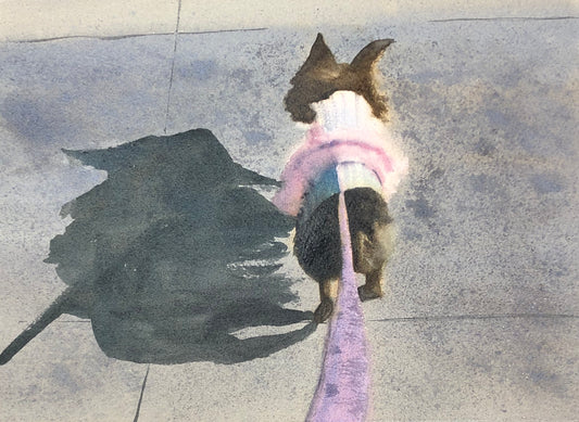 "Kayla Owns The Sidewalk" - Watercolor - Paper - 11 x 15 - NFS